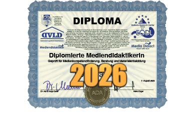 Diploma zum diplomierten Mediendidaktiker von Mag. Stefanie Lehner, BEd von 2026